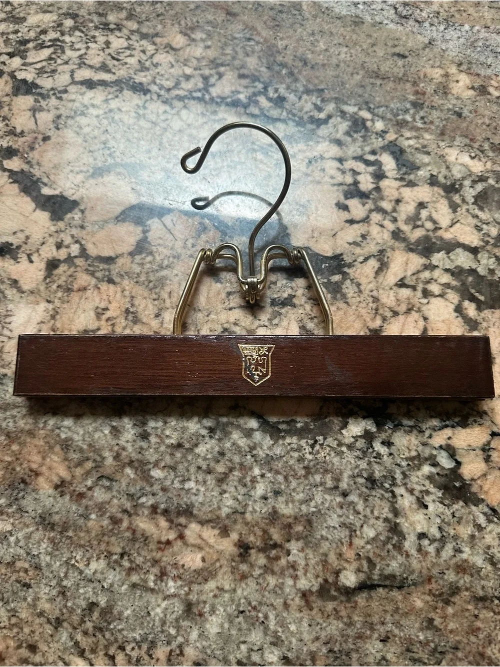 Vtg Royal German Wooden Skirt/Pant Hanger with Brass Clip - Brown